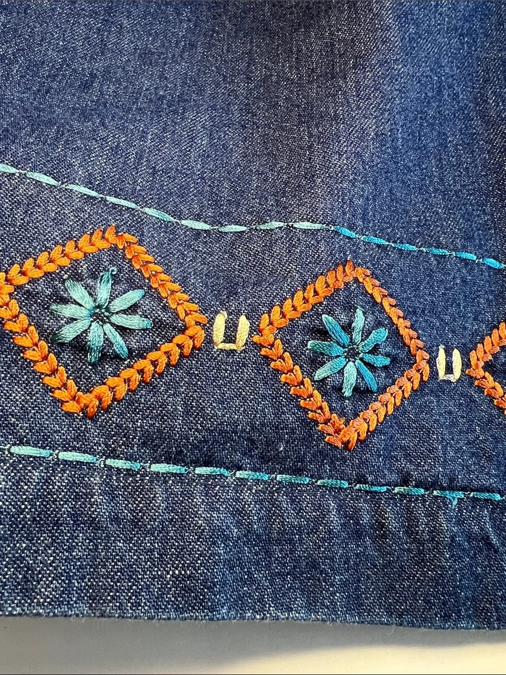 VTG Teddi Denim Vest M NWT 90s Aztec Southwestern Embroidered Jean Cowgirl Y2K - Picture 5 of 12
